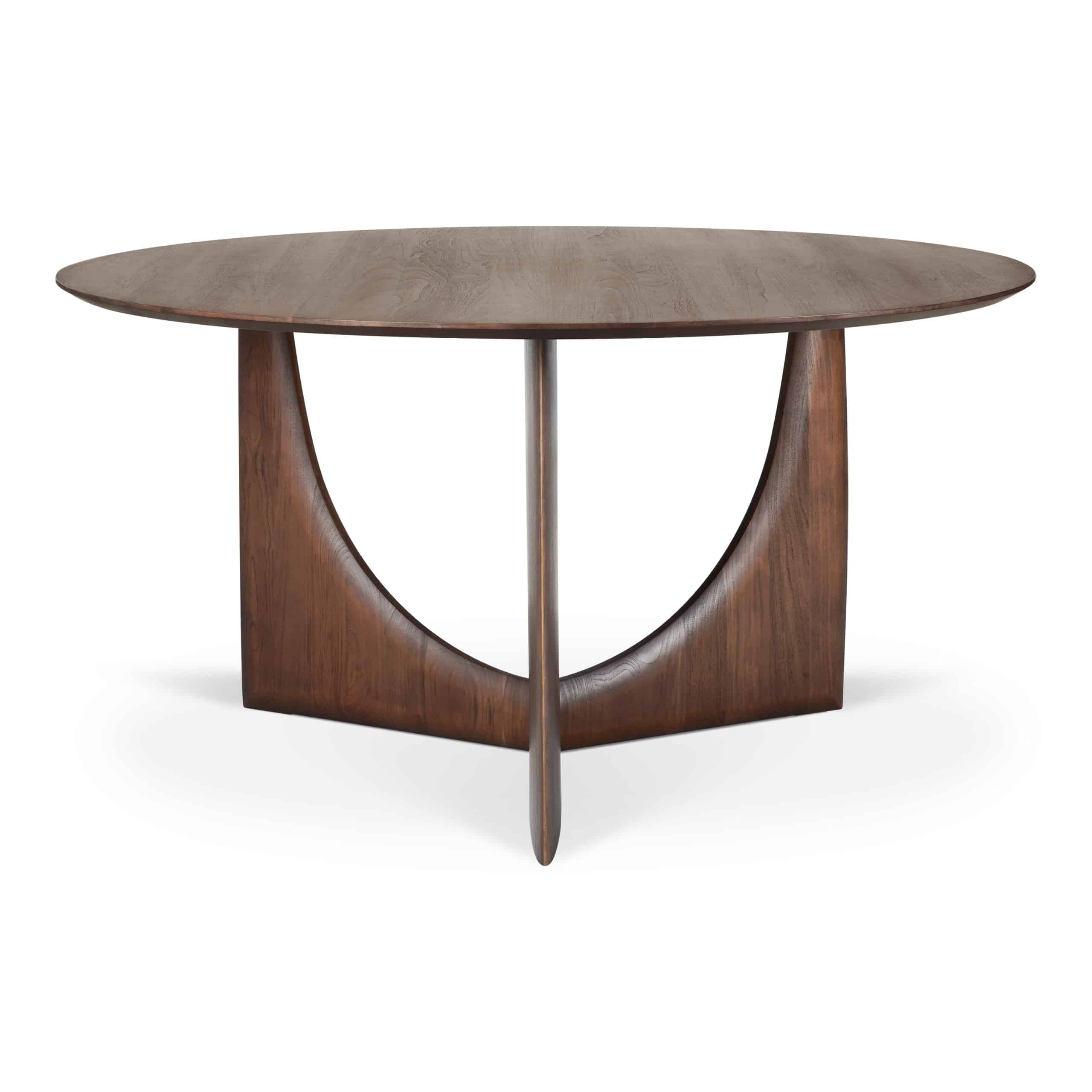 10513_Geometric_dining_table_varnished_teak_brown_round_front_cut_HQ