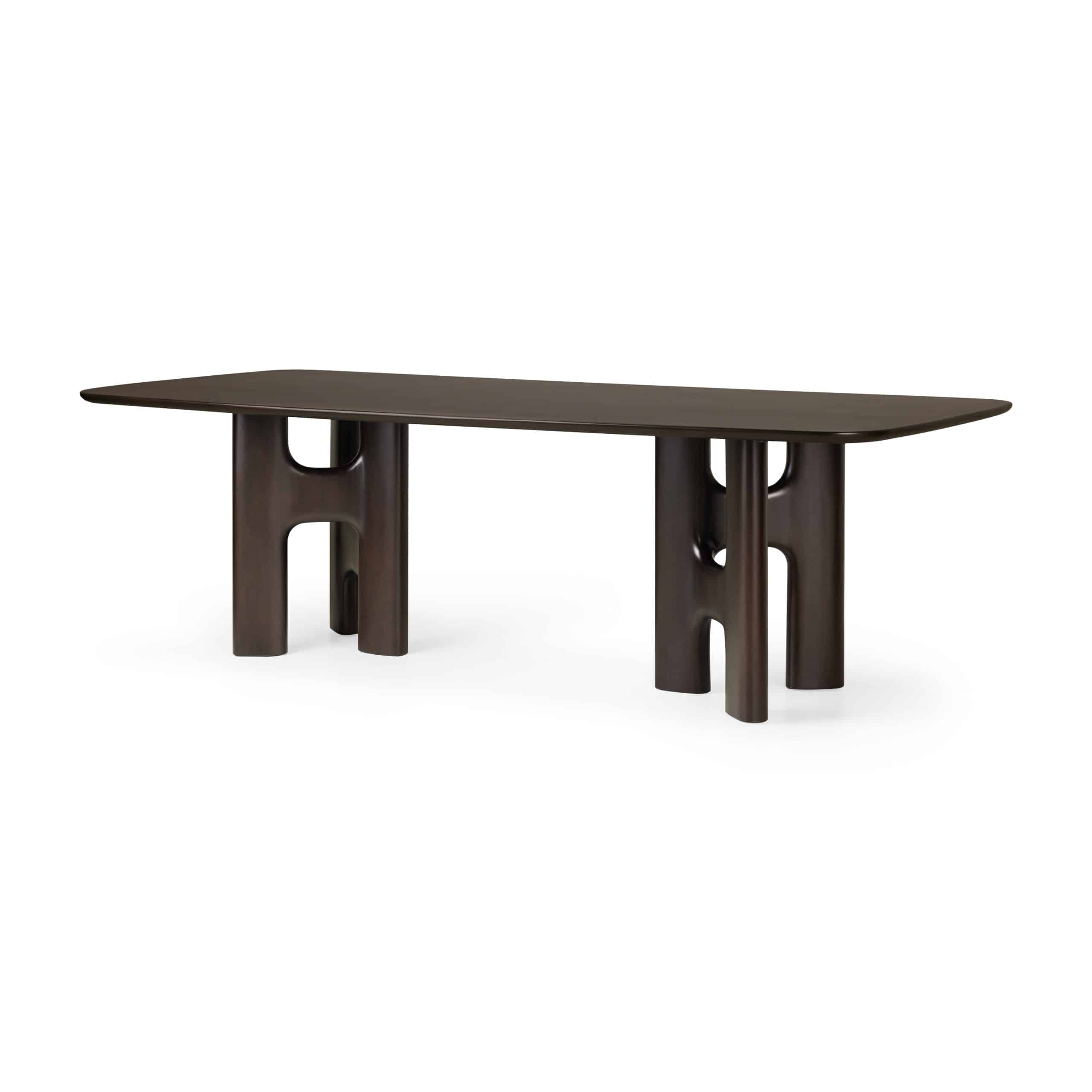 35094_Flow_dining_table_varnished_mahogany_rose_brown_rectangular_side_cut_HQ FLOW Masa - Görsel 1